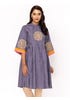 Grey Embroidered and Textured Viscose-Cotton Tunic
