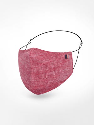 Red Textured Ramie Cotton Reusable Reversible 3 Layer Face Mask