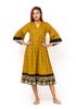 Mustard Yellow Embroidered Viscose-Cotton Taaga Dress