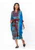 Blue Tie-Dyed and Embroidered Viscose Taaga Dress