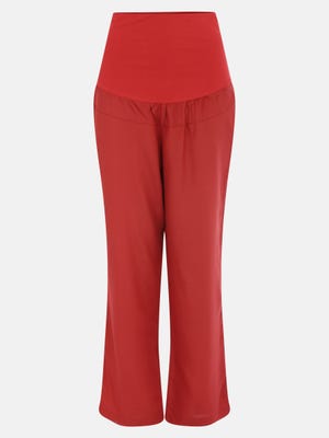 Red Textured Viscose Maternity Pant