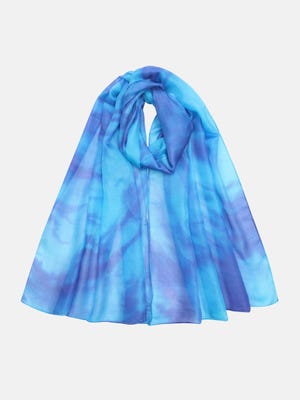 Light Blue/Ultra Blue Hand Painted Silk Scarf