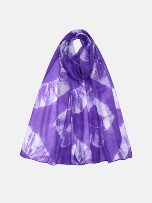 Purple Tie-Dyed Silk Scarf
