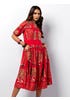 Red Printed Mixed Viscose Taaga Dress 