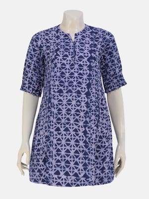Violet Tie-Dyed and Embroidered Viscose-Cotton Taaga Maternity Top
