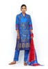 Blue Printed and Embroidered Silk Kameez
