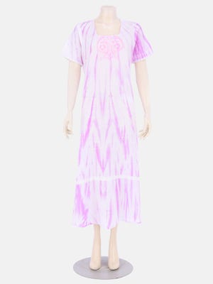 Light Purple Tie-Dyed and Embroidered Voile Nightwear