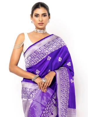Purple-Blue Mirpur Katan Saree