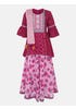 Plum Printed and Embroidered Linen Ghagra Choli