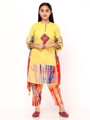 Yellow Embroidered Voile Shalwar Kameez