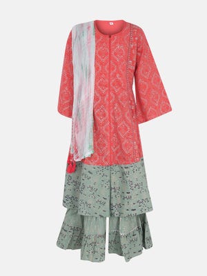 Watermelon Printed And Embroidered Voile Shalwar Kameez Set