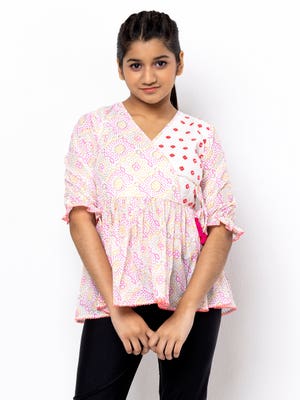Multicolour Printed and Embroidered Voile Top