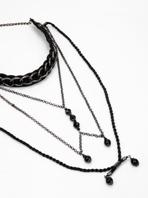Black Leather Chain Necklace