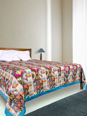 Multicolour Printed Cotton Bed Cover
