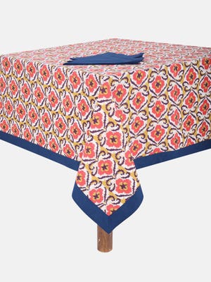 Multicolour Printed Cotton Tablecloth with Napkins