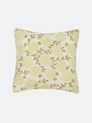 Ivory Embroidered Dupioni Silk Cushion Cover
