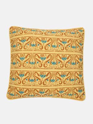 Yellow Printed Cotton Cushion Cover