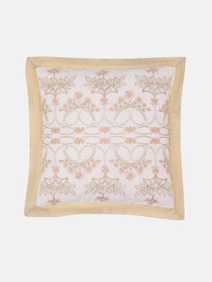 White Embroidered Cotton Cushion Cover