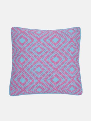 Sky Blue Printed Cotton Cushion Cover