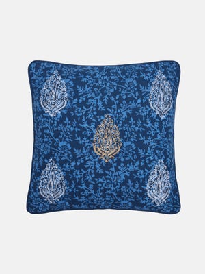 Blue Printed Cotton Cushion Cover