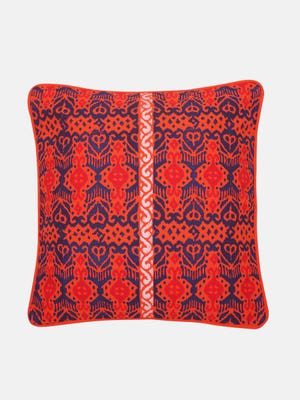 Orange Printed Cotton Cushion Cover