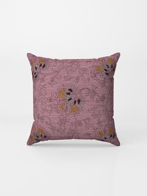 Red Printed and Embroidered Cushion Cover