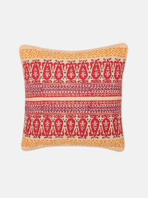 Light Yellow Printed Cotton Cushion Cover