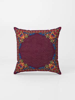 Plum Embroidered Cotton Cushion Cover
