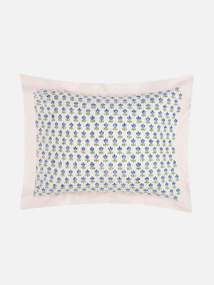 White Printed Cotton Pillow Cover 