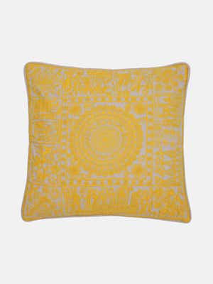 Yellow Nakshi Kantha Cushion Cover