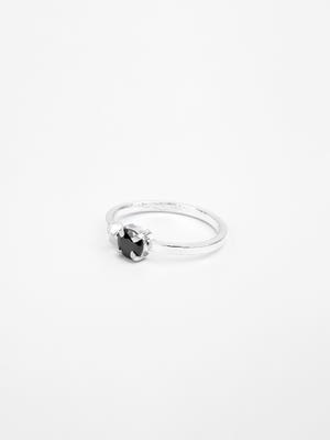 Black Stone Oxidized Silver Ring