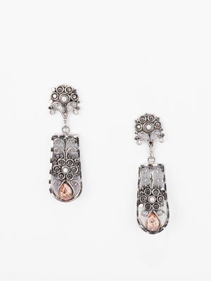 Pearl and Stone Oxidized silver Earring