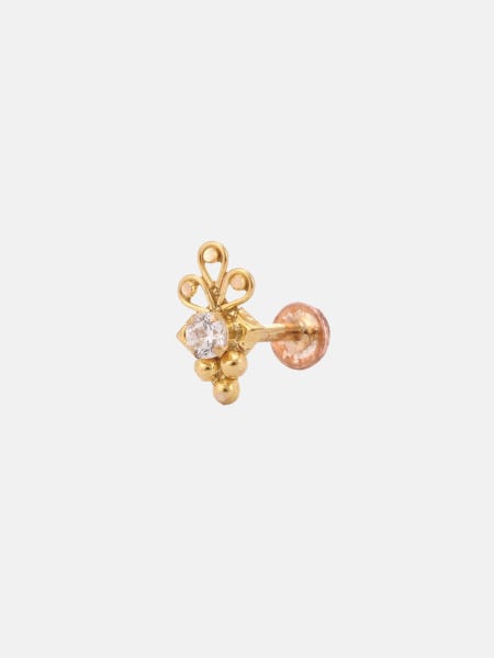 Simulated Stone Studded Gold Nose Pin