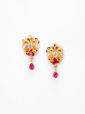 Pink Pearl Gold Earrings