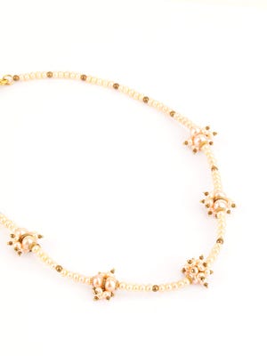 Pearl Studded Brass Necklace