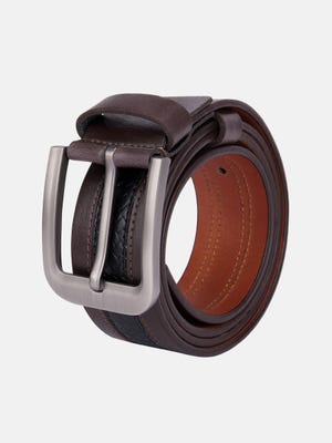 Black and Brown Embossed Leather Belt 