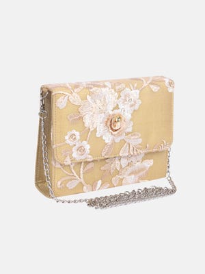 Golden Embroidered Mixed Silk Chosha Bag