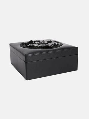 Black Embroidered Leather Jewellery Box