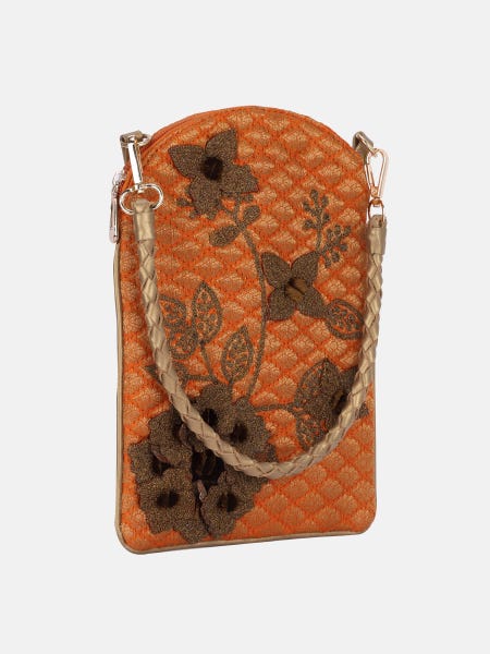 Orange Embroidered Bag