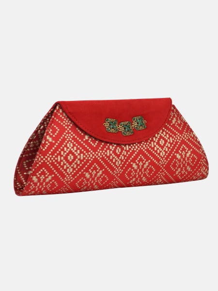 Red Printed Mixed Cotton Purse