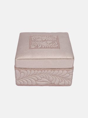 Silver Embroidered Faux Leather Jewellery Box 