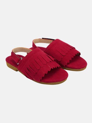 Red Suede Velvet Sandals