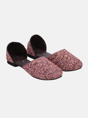 Pink/Yellow Embroidered Flat Nagras