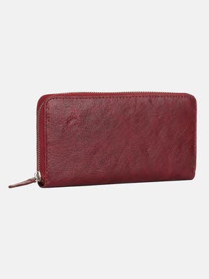 Burgundy Vegetable Tanned Leather Women Wallet