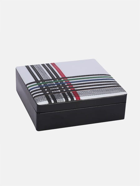 Black and White Striped Leather Box 