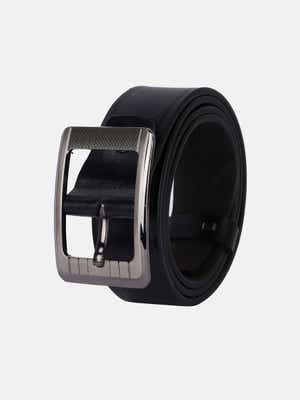 Black Embossed Genuine Leather Belt
