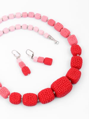 Red Beads Necklace Set