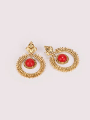 Simulated Stone Studded Brass Earrings