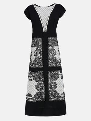 Black Embroidered Silk HERSTORY Dress