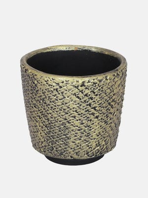 Golden Painted Clay Plant Pot